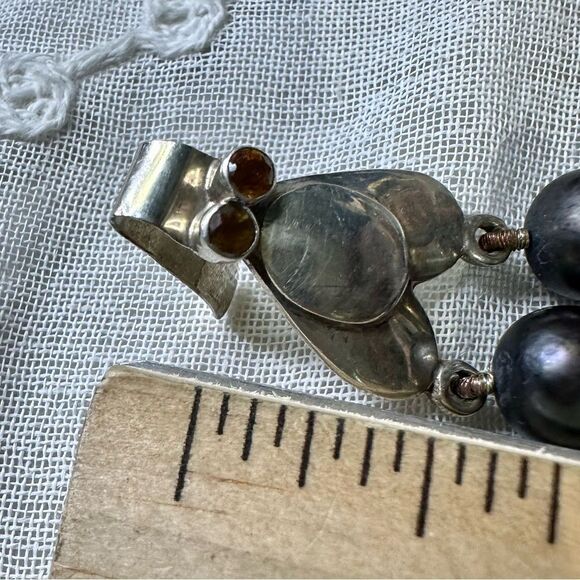 Vintage Venetian Peacock Pearls Bracelet VTG 925 Silver Clasp w/ 4 Genuine Topaz - Picture 4 of 10